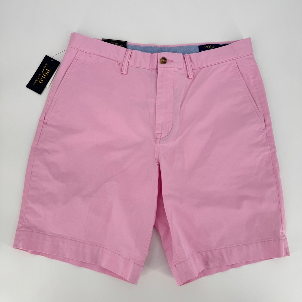 Polo Ralph Lauren Mens Classic Fit 9" Pink‎ Stretch Cotton Chino Shorts